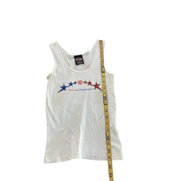 Harley Davidson White "USA" Americana Star Ribbed Tank Top Size Small - Picture 5 of 5
